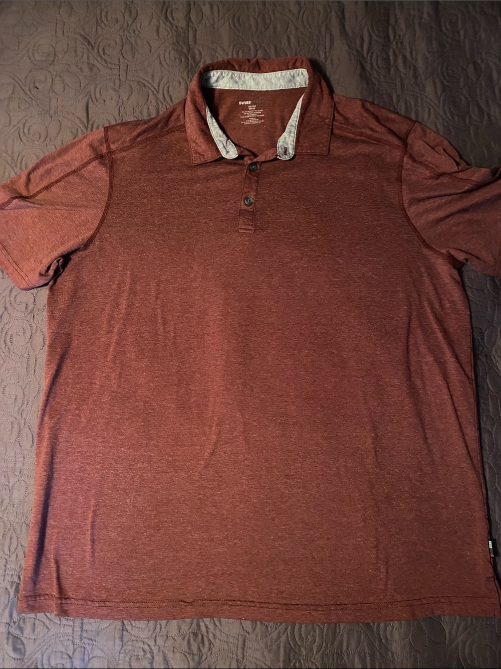 Swiss Tech Men's Short Sleeve Polo in Rust Red